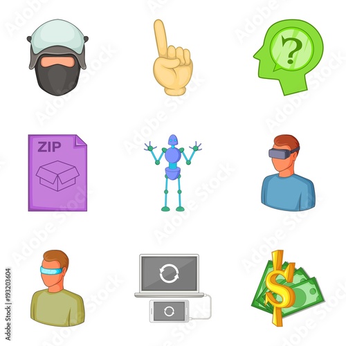 Guarantee icons set, cartoon style