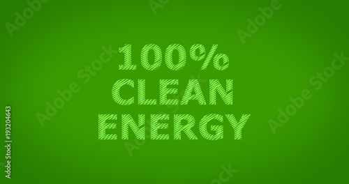 100% CLEAN ENERGY - Scribble text on green background
