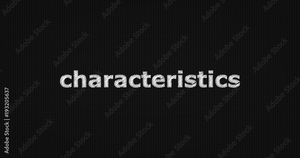Characteristics word on black background