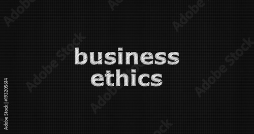 Business ethics word on black background