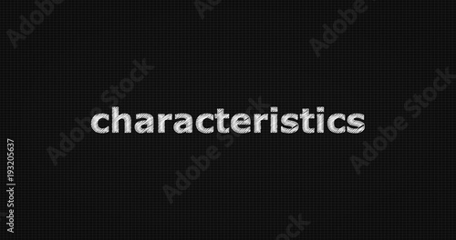 Characteristics word on black background