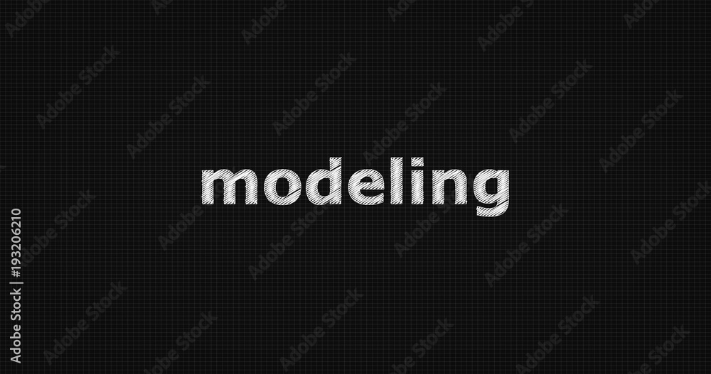 Modeling word on grey background.