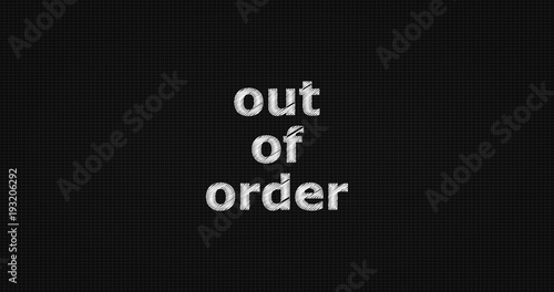 Out of order word on grey background.