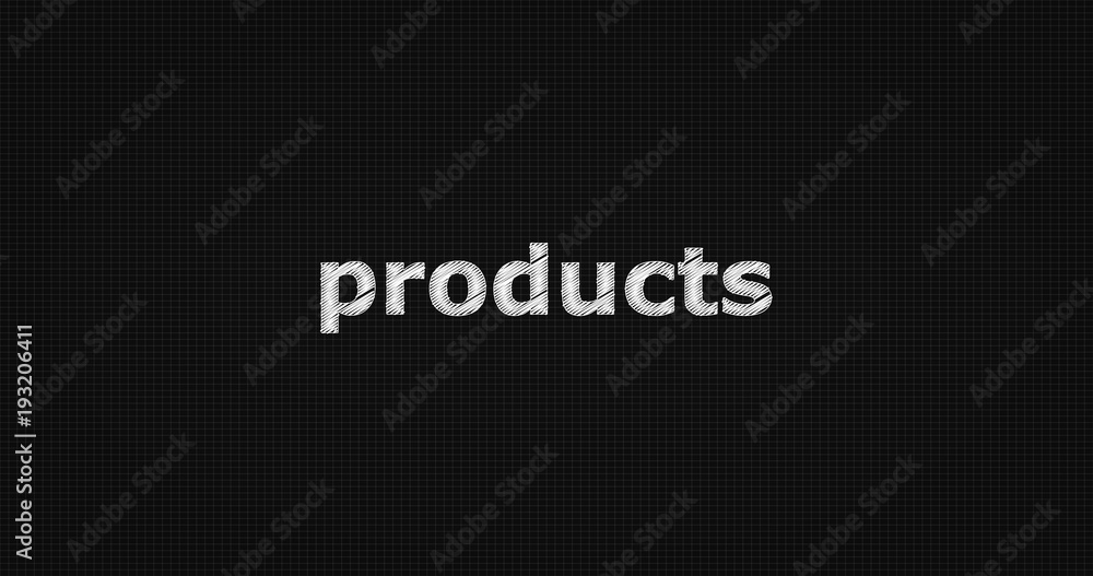 Products word on grey background.