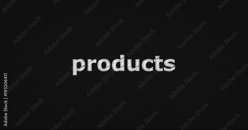 Products word on grey background. Products word on grey background.