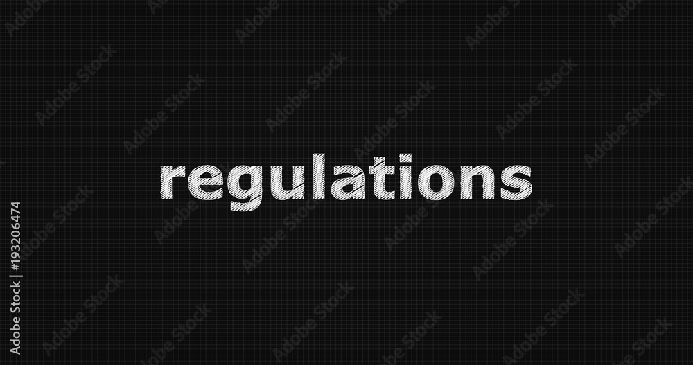 Regulations word on grey background.
