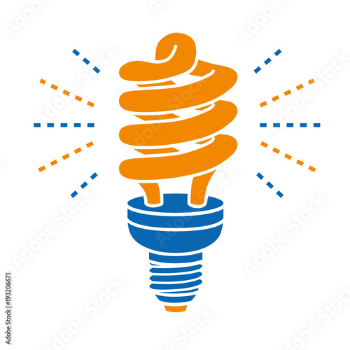 Energy saving light bulb glowing icon isolated.