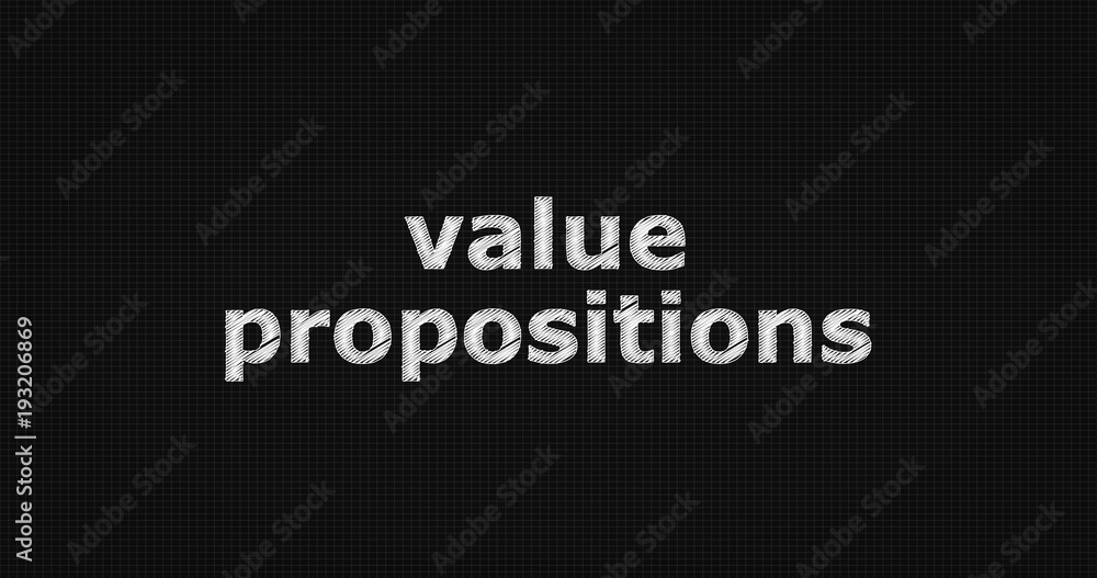 Value propositions word on grey background.