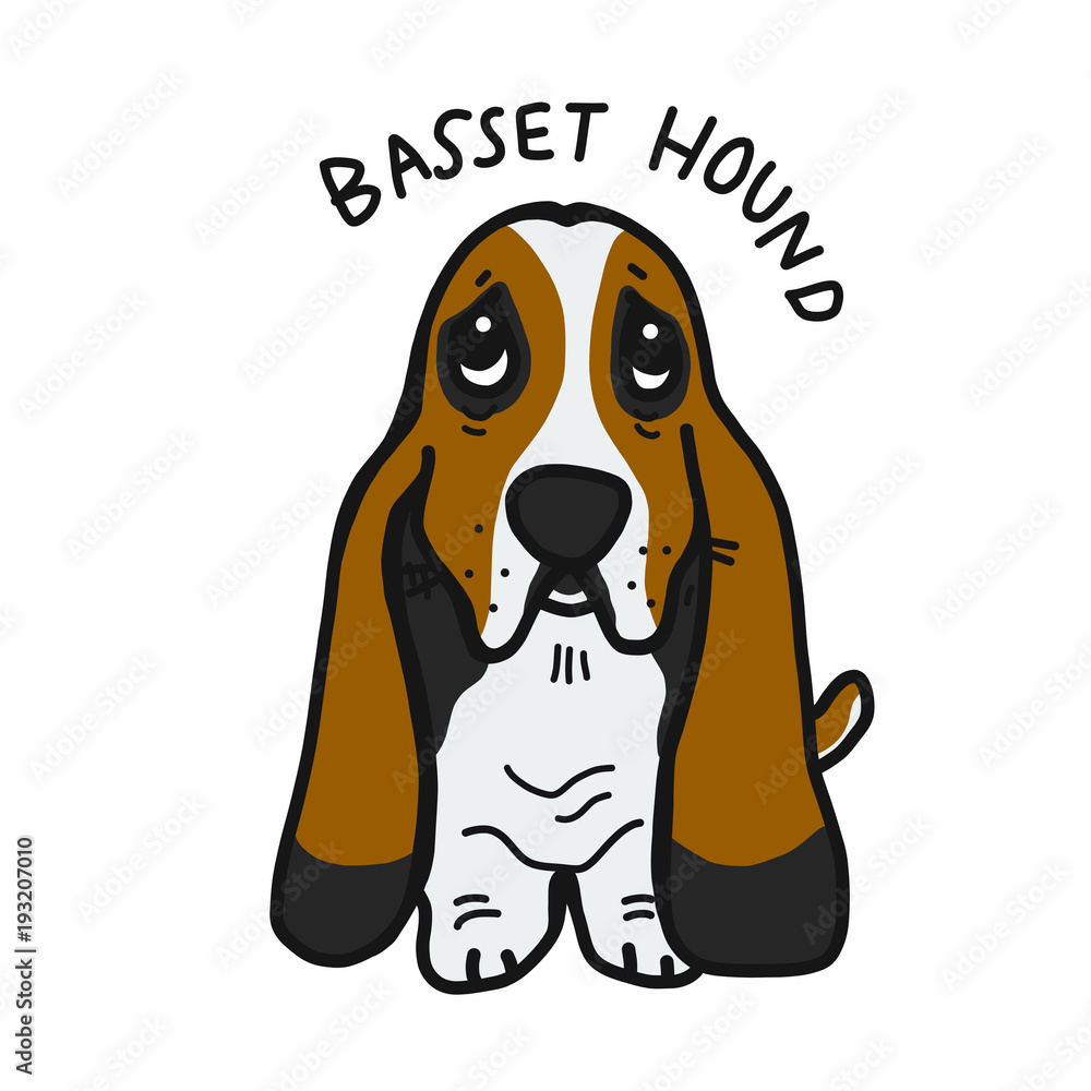 Basset Hound dog cartoon doodle style Stock Vector | Adobe Stock