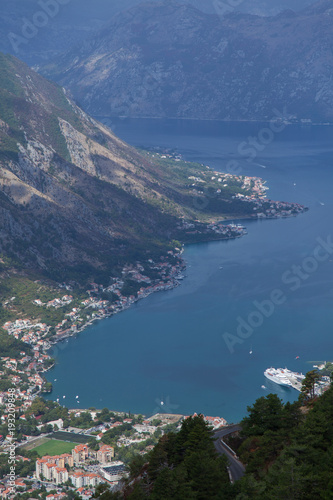 View of the Bay of Kator from the mountain. Montenegro.