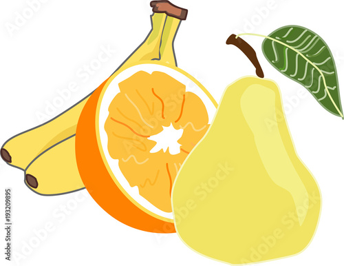 fruit bananas orange pear