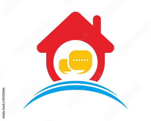 chat box house housing home residence residential real estate image vector icon