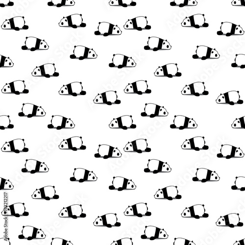 Lazy panda cartoon seamless pattern on white background, vector