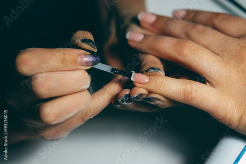 Gel nail extensions build up process