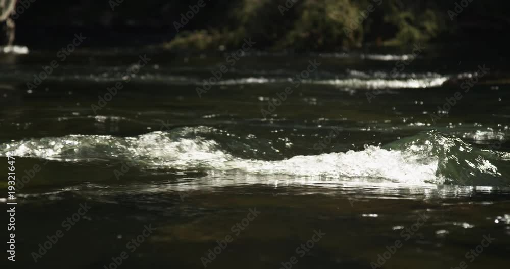 Slow motion, water flows in river close up Slow motion, water flows in river close up