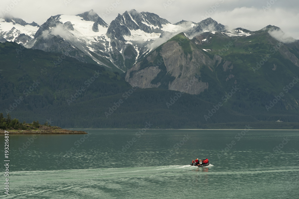 Fototapeta Exploring southeast Alaska by zodiac; Alaska