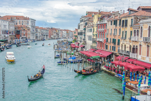 View of Venice city and gondolas in the Grand Canal in Italy