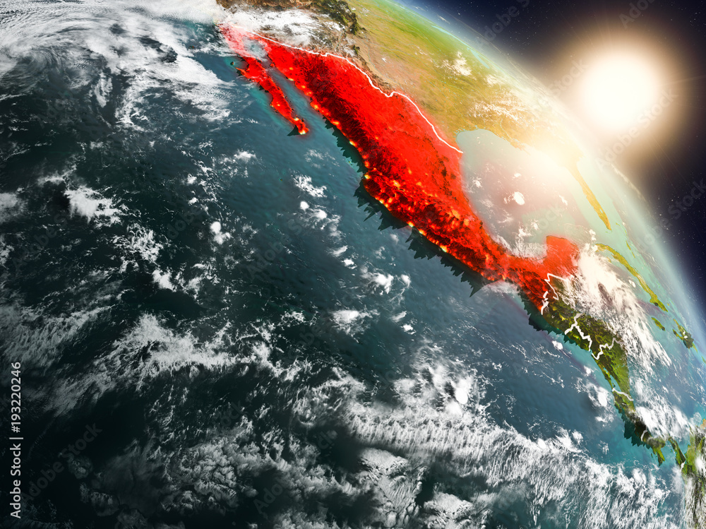 Mexico from space during sunrise