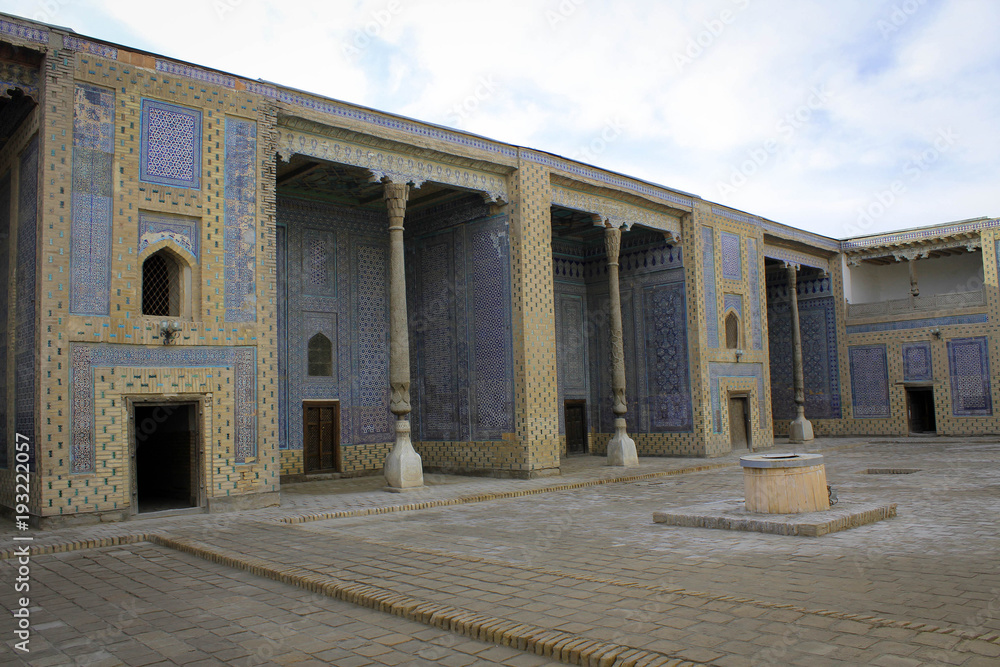 Amazing art of maiolica and mosaic Iwan Galleries in Khiva old town, Uzbekistan