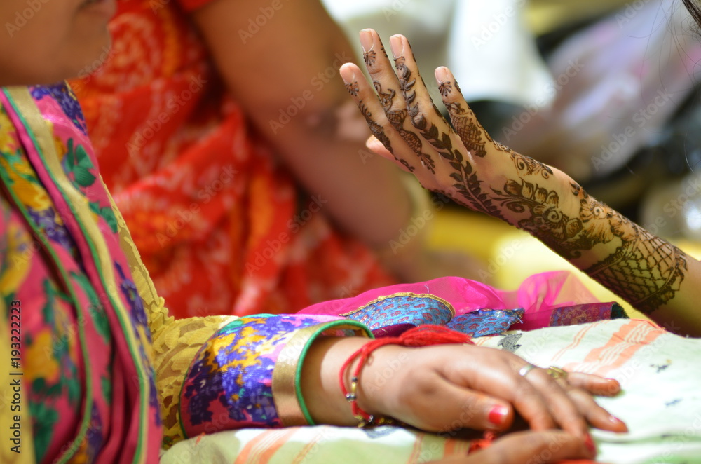 Fototapeta premium henna design, bride , Hindu wedding , Rajasthan, India