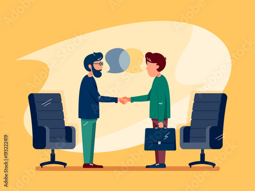 Business conversation at meeting