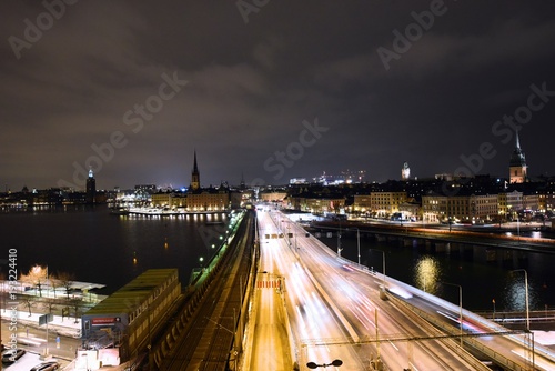 Photography A night view of the road leading into Gamla Stan in Stockholm, Sweden