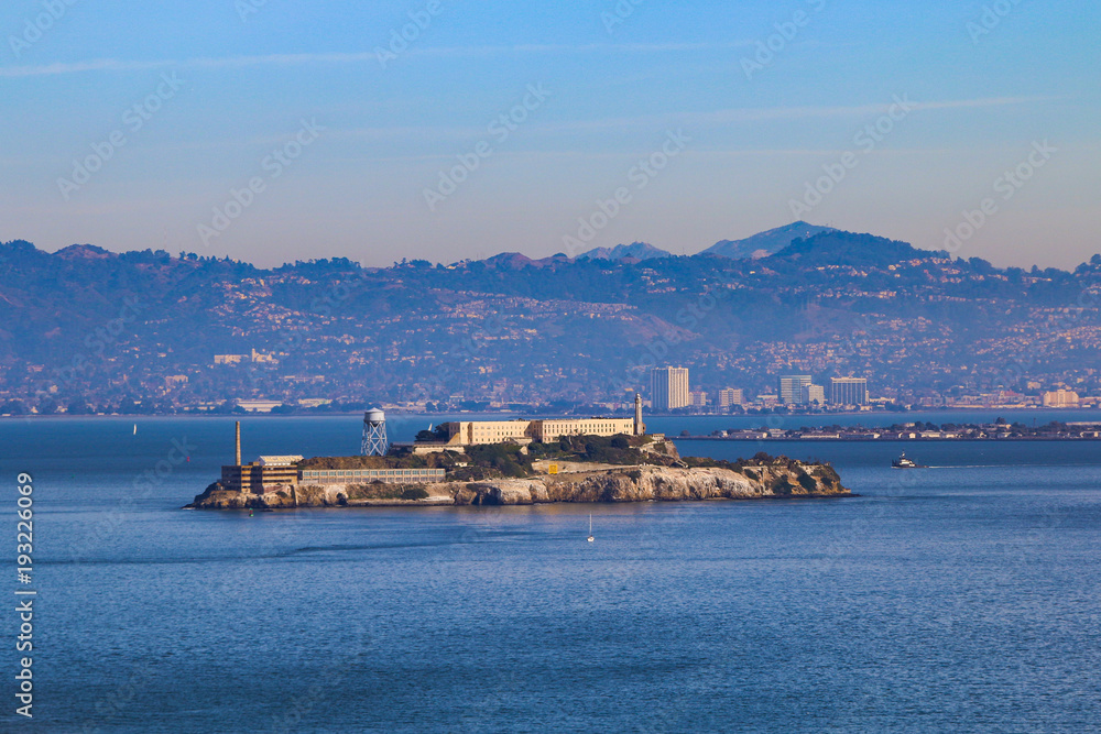 Alcatraz island from a boat.