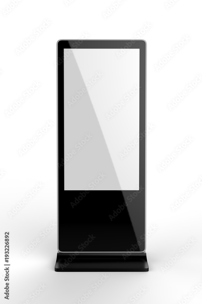 WiFi network Multi touch floor standing LCD ad display digital signage display touch monitor. 3d render illustration. WiFi network Multi touch floor standing LCD ad display digital signage display touch monitor. 3d render illustration.