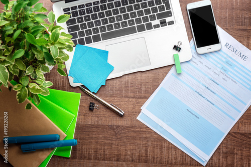 Resume forms with laptop an...