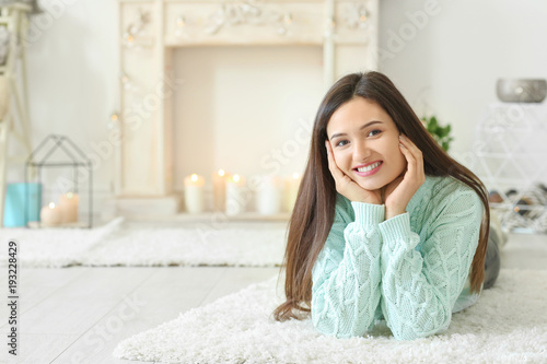 Beautiful woman relaxing at...