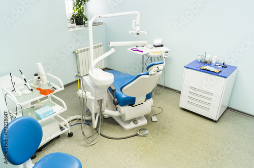 Dental chair and medical devices inside the clinic