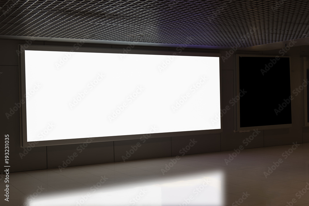 Blank electronic advertising board with empty copy space screen for your text message or promotional content, clear banner in urban setting, empty poster on public wall, public information billboard Blank electronic advertising board with empty copy space screen for your text message or promotional content, clear banner in urban setting, empty poster on public wall, public information billboard