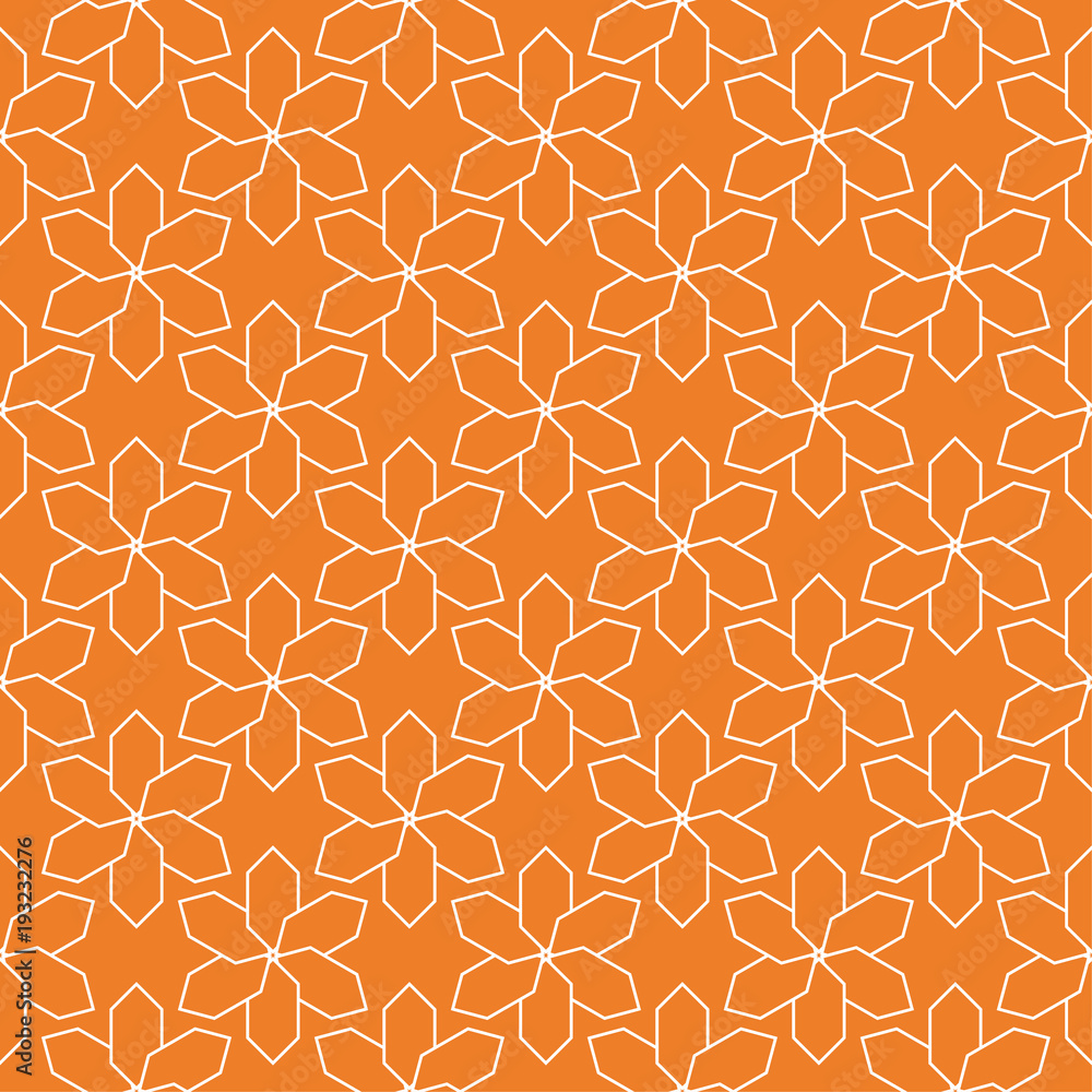 Fototapeta premium Geometric ornament. Orange and white seamless pattern