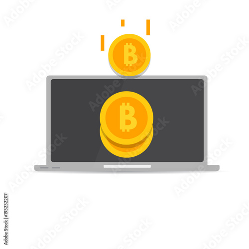 Peer to peer payments.  PC transfer money.  Cryptocurrency Transaction. Vector illustration.