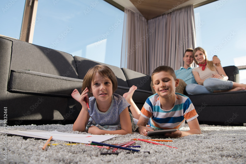 young couple spending time with kids