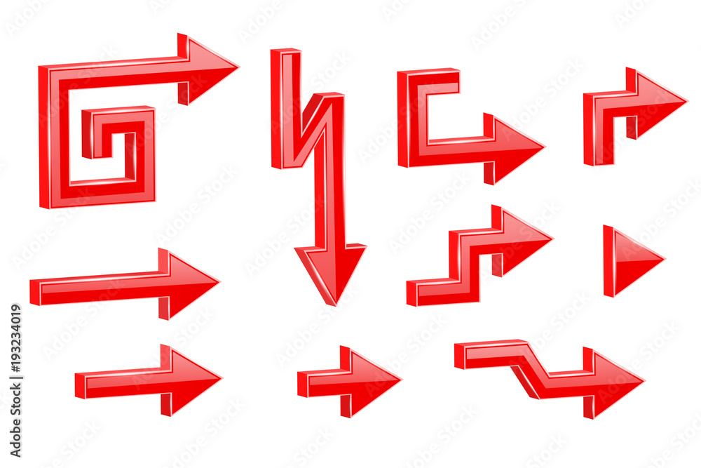 Red shaped 3d arrows Red shaped 3d arrows