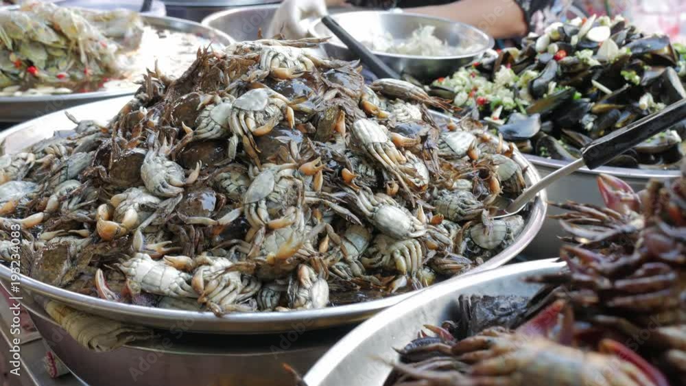 salted crab or preserved crab for sell in street food market thailand salted crab or preserved crab for sell in street food market thailand