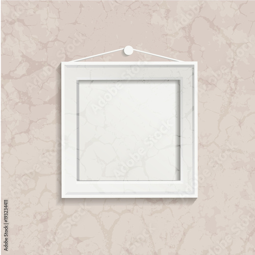 Retro realistic photo frame on grunge background. Vintage template vector illustration. Template photo design.