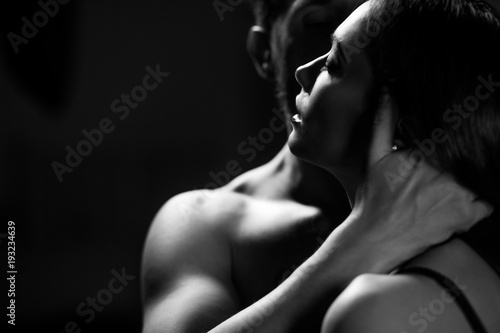 Close up image of loving couple in intimate situation. photo
