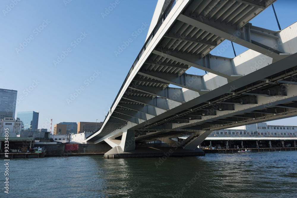 Bridge in Tokyo photographed from the water Bridge in Tokyo photographed from the water