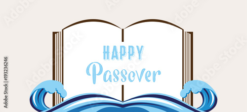 abstract passover story haggadah book over splitted red sea. the story of jew escape from Egypt.