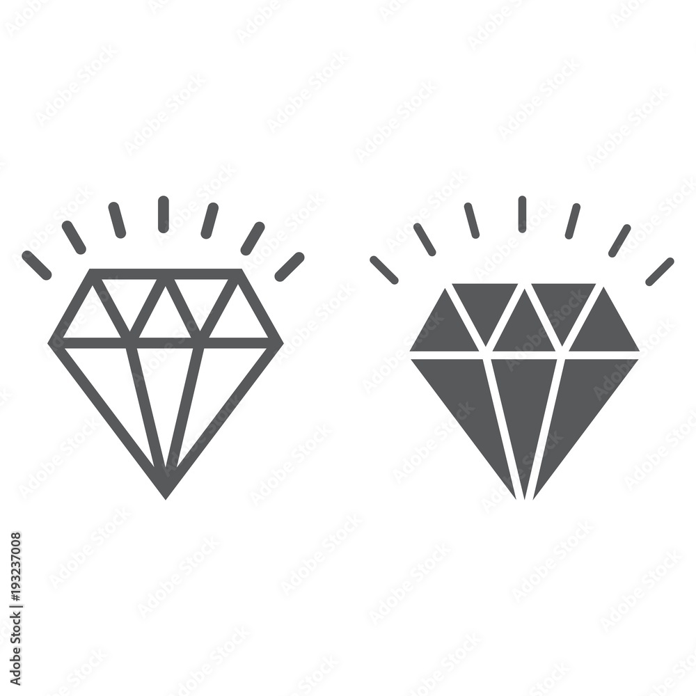Diamond line and glyph icon, expensive and luxury, gemstone sign vector graphics, a linear pattern on a white background, eps 10. Diamond line and glyph icon, expensive and luxury, gemstone sign vector graphics, a linear pattern on a white background, eps 10.