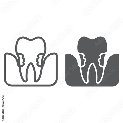 Periodontitis line and glyph icon, stomatology and dental, periodontal tooth sign vector graphics, a linear pattern on a white background, eps 10.
