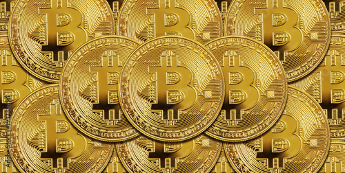 Many golden bitcoins as a b...