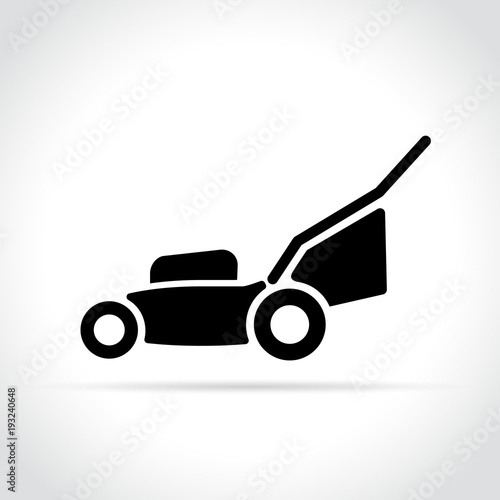 lawn mower icon on white background photo