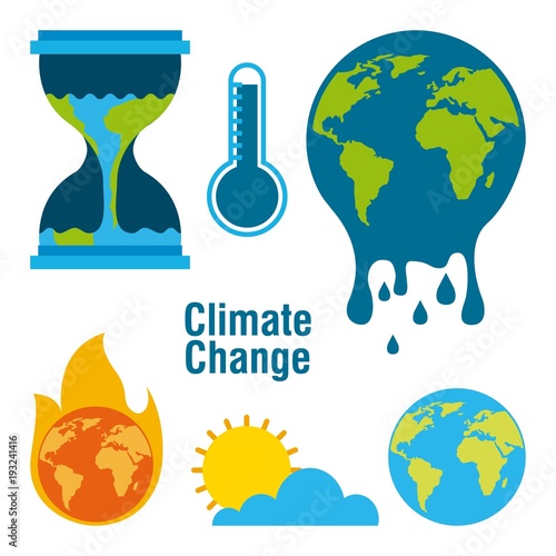 climate change temperature planet world fire melted time vector illustration