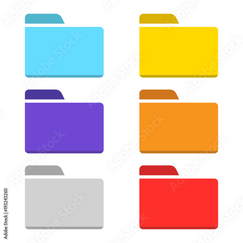 colorful folder icon set isolated vector