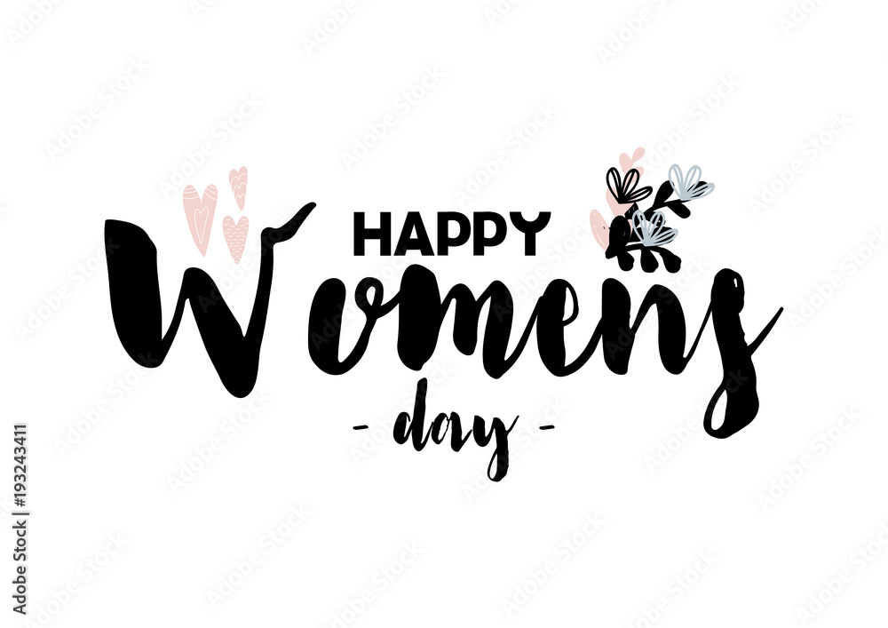 Card with calligraphy lettering happy womens day. Vector illustration Card with calligraphy lettering happy womens day. Vector illustration
