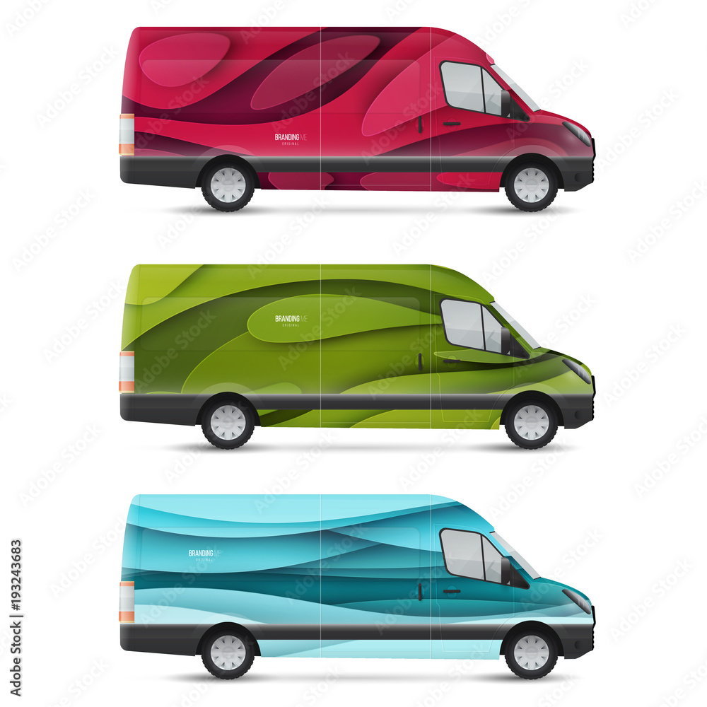 Mockup vector bus. Set of design templates for transport. Branding for advertising, business and corporate identity.