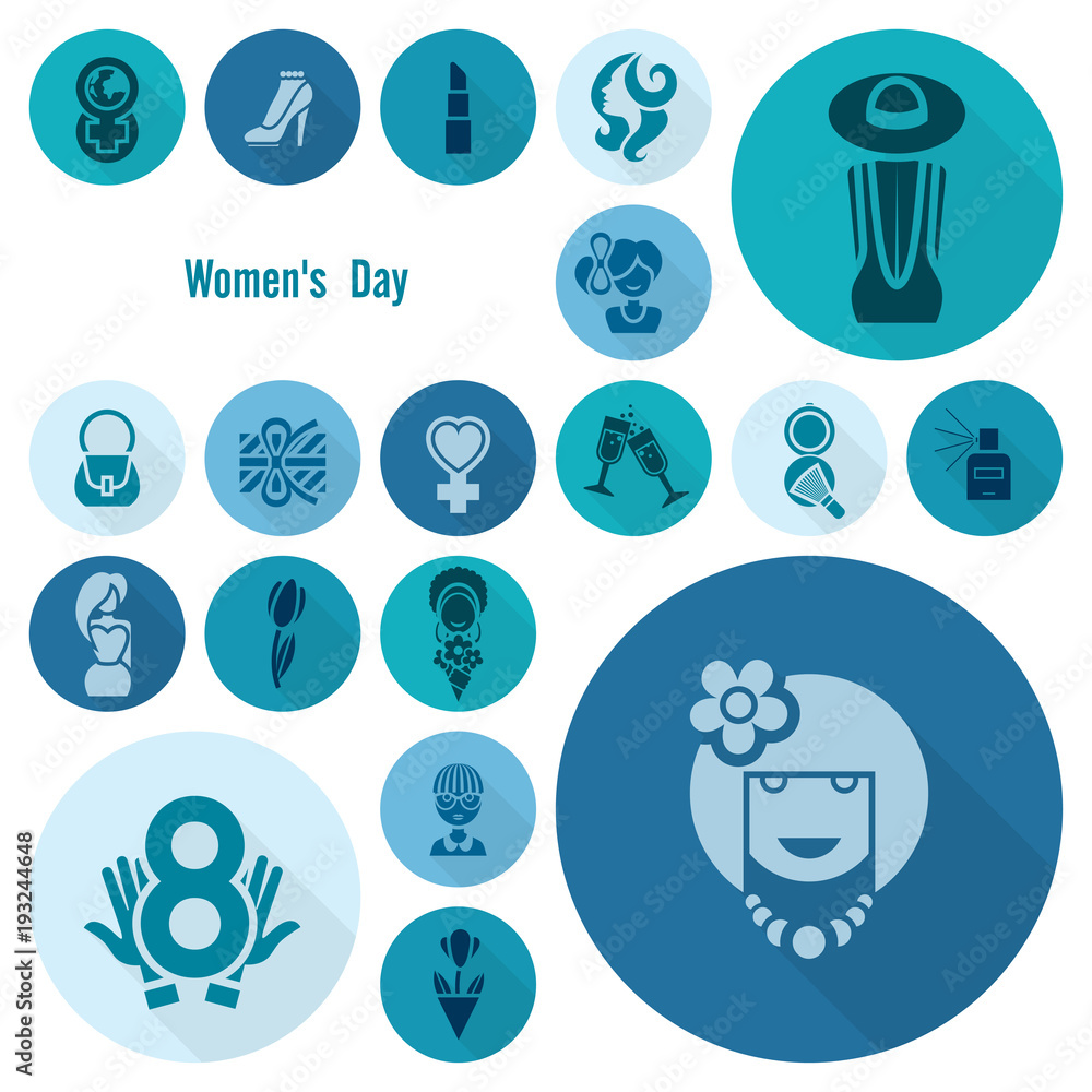 Womans Day Icon Set Womans Day Icon Set